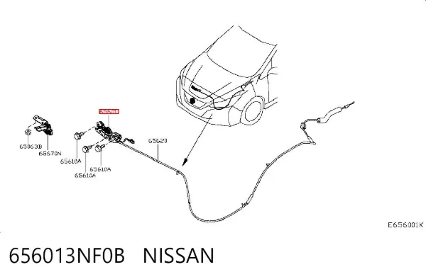 Cerradura de capó 656013NF0B Nissan/Infiniti