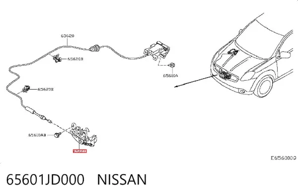 Cerradura de capó 65601JD000 Nissan/Infiniti