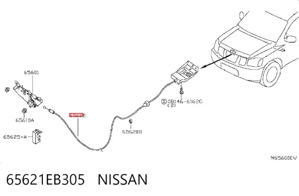 Cable de capó del motor 65621EB305 Nissan/Infiniti