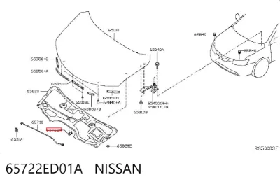 Fijador del soporte del capó NISSAN 65722ED01A
