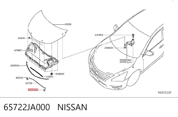 Fijador del soporte del capó 65722JA000 Nissan/Infiniti