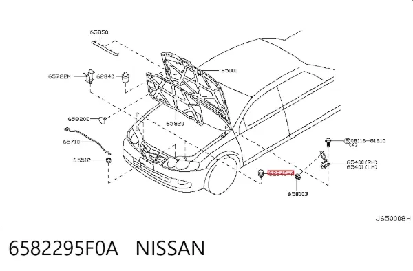 Tope del capó 6582295F0A Nissan/Infiniti