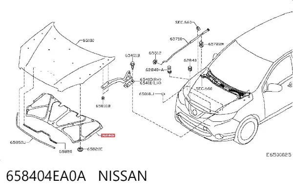 Aislamiento del Capó 658404EA0A Nissan/Infiniti