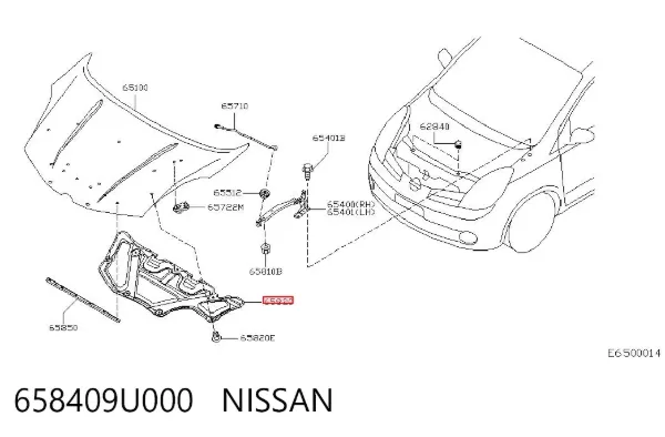 Aislamiento del Capó 658409U000 Nissan/Infiniti