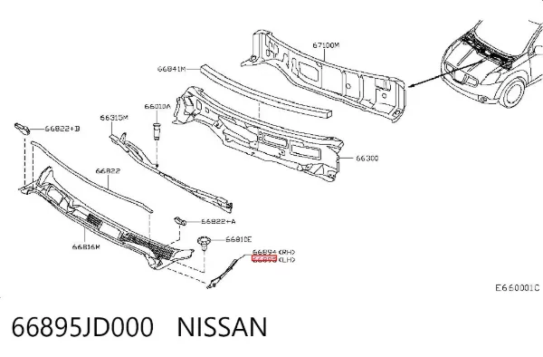 Moldura del guardabarros delantero izquierdo 66895JD000 Nissan/Infiniti