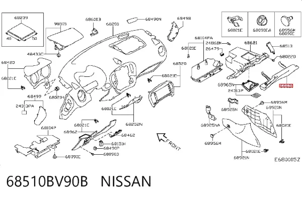 Tapa guantera 68510BV90B Nissan/Infiniti