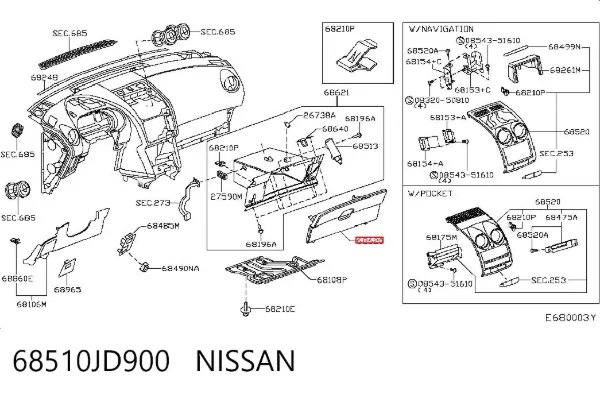 Tapa guantera Nissan Qashqai I