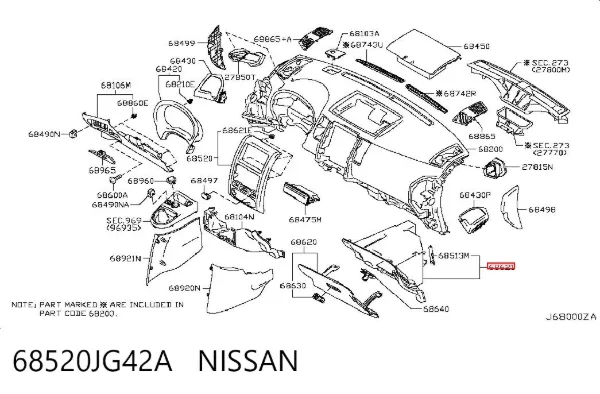 Guantera 68520JG42A Nissan/Infiniti