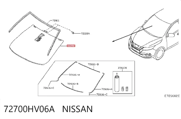 Parabrisas 72700HV06A Nissan/Infiniti