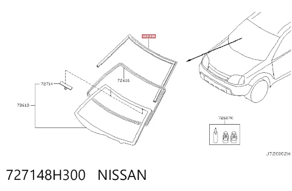 Moldura de parabrisas 727148H300 Nissan/Infiniti