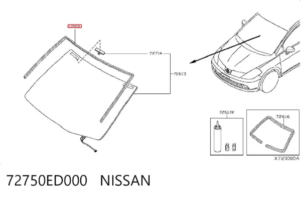 Moldura de parabrisas 72750ED000 Nissan/Infiniti