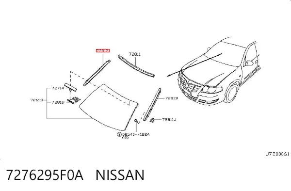 Moldura derecha del parabrisas 7276295F0A Nissan/Infiniti