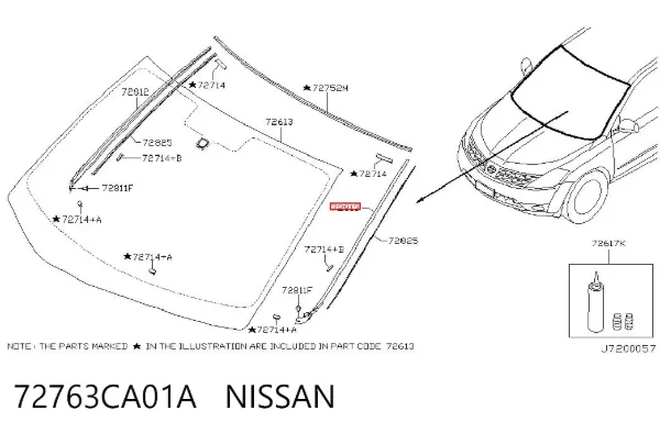 Moldura izquierda del parabrisas 72763CA01A Nissan/Infiniti