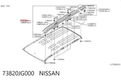 Riel de techo derecho NISSAN 73820JG000