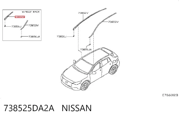 Moldura de techo derecha 738525DA2A Nissan/Infiniti