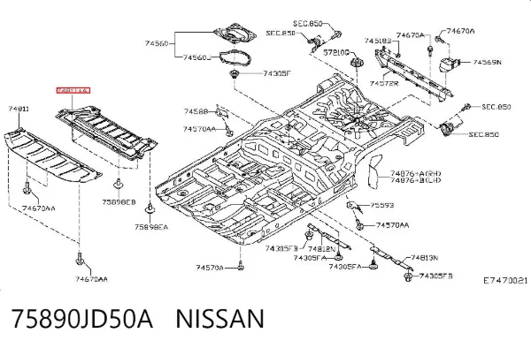 Protección motor / empotramiento 75890JD50A Nissan/Infiniti