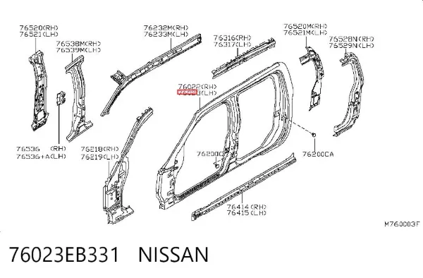 Panel lateral izquierdo 76023EB331 Nissan/Infiniti