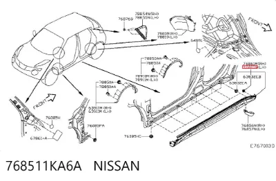 Moldura exterior izquierda del umbral NISSAN 768511KA6A