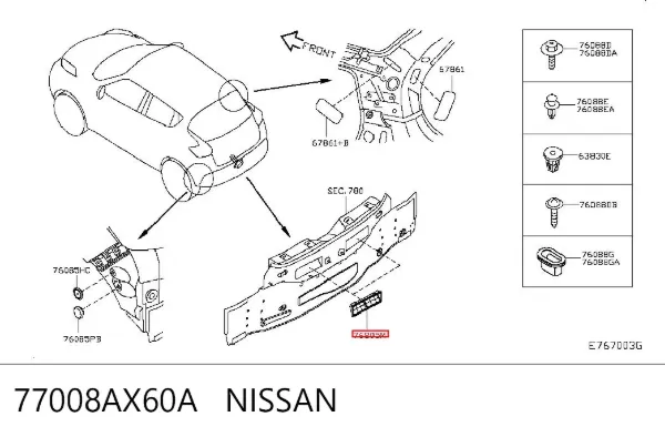 Rejilla de ventilación del habitáculo trasera izquierda 77008AX60A Nissan/Infiniti
