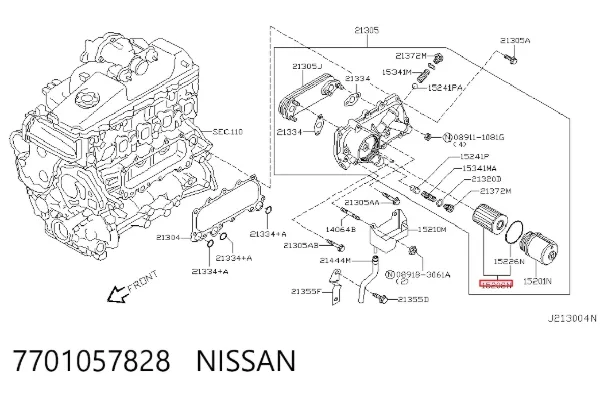 Filtro de aceite 7701057828 Nissan/Infiniti