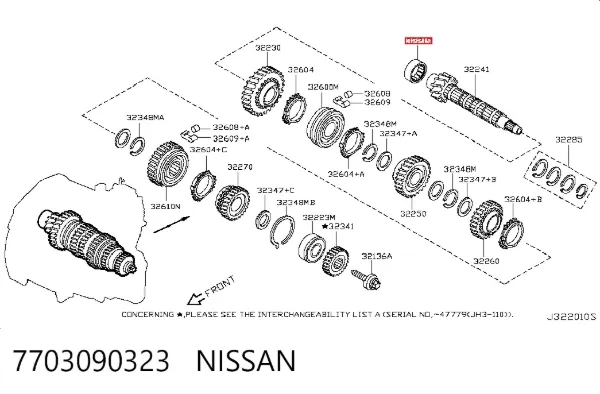 Rodamiento caja de cambios 7703090323 Nissan/Infiniti