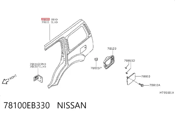 Aleta trasera derecha 78100EB330 Nissan/Infiniti