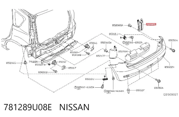 Cubierta para luz trasera derecha 781289U08E Nissan/Infiniti