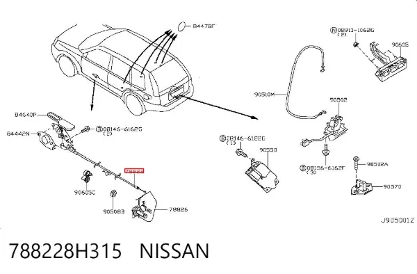 Cable de apertura de tapa del depósito de combustible 788228H315 Nissan/Infiniti
