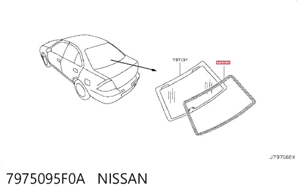 Moldura de cristal trasero 7975095F0A Nissan/Infiniti