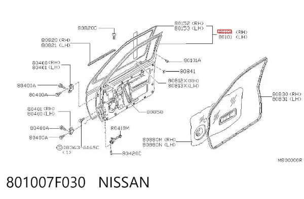 Puerta delantera derecha 801007F030 Nissan/Infiniti