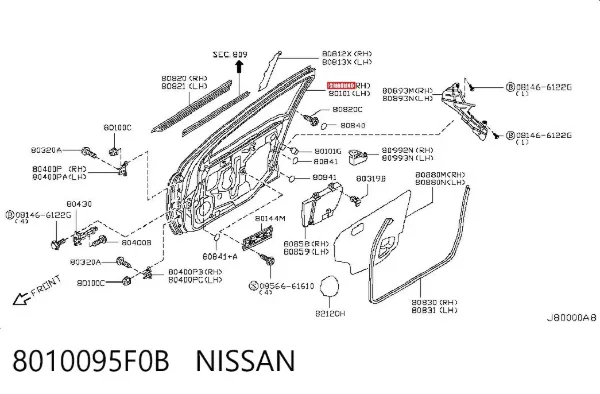 Puerta delantera derecha 8010095F0B Nissan/Infiniti