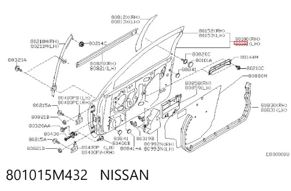 Puerta delantera izquierda 801015M432 Nissan/Infiniti