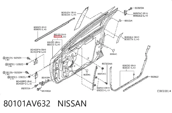 Puerta delantera izquierda 80101AV632 Nissan/Infiniti