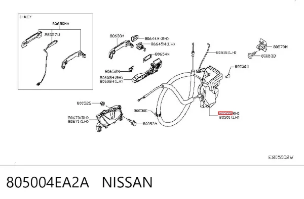 Cerradura de puerta delantera derecha 805004EA2A Nissan/Infiniti