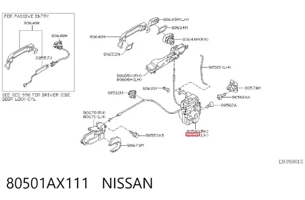 Cerradura 80501AX111 Nissan/Infiniti