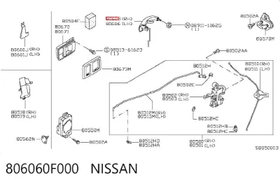 Manija exterior derecha de puerta delantera NISSAN 806060F000