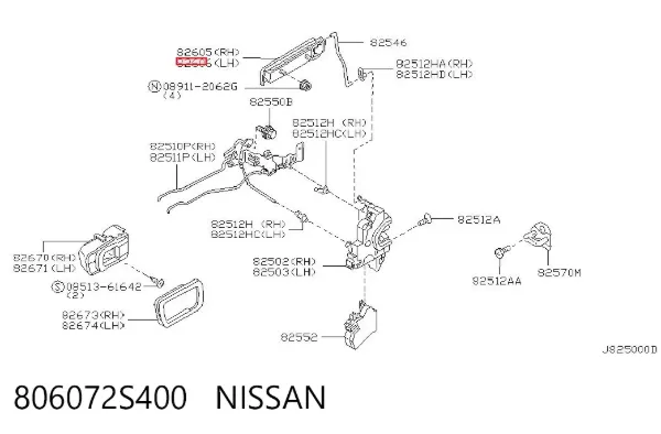 Manija exterior izquierda de puerta delantera 806072S400 Nissan/Infiniti