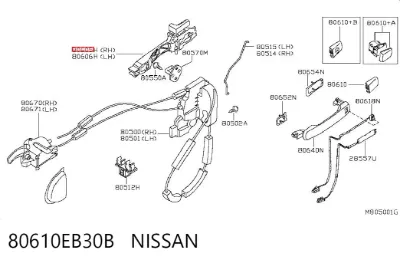 Soporte de manija exterior de puerta delantera derecha NISSAN 80610EB30B