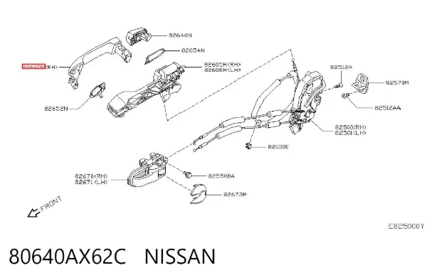 Manija exterior de puerta delantera 80640AX62C Nissan/Infiniti