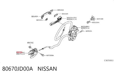Manija interior de puerta delantera derecha NISSAN 80670JD00A