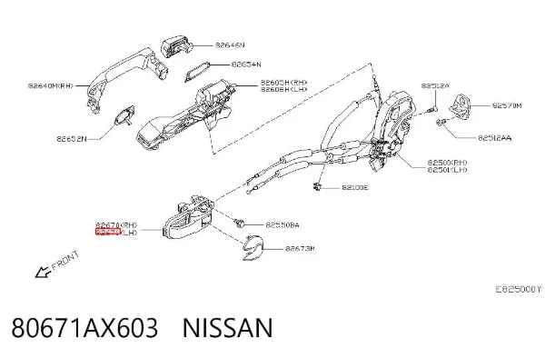 Manija interior izquierda delantera/trasera de puerta 80671AX603 Nissan/Infiniti