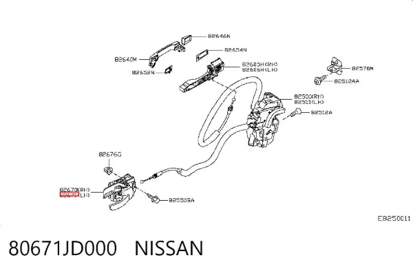 Manija interior de puerta delantera izquierda 80671JD000 Nissan/Infiniti