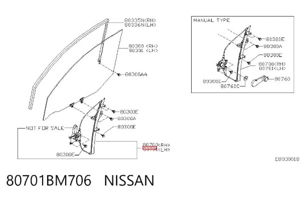 Mecanismo de elevalunas delantero izquierdo 80701BM706 Nissan/Infiniti