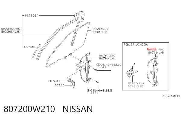 Mecanismo de elevalunas delantero derecha Nissan Pathfinder R50