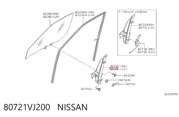 Mecanismo de elevalunas delantero izquierdo 80721VJ200 Nissan/Infiniti