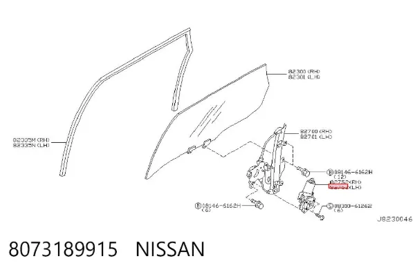 Motor del elevalunas de la puerta trasera izquierda 8073189915 Nissan/Infiniti