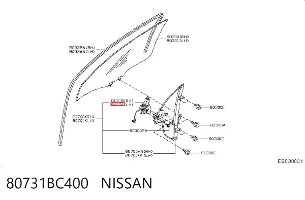 Motor del elevalunas eléctrico 80731BC400 Nissan/Infiniti