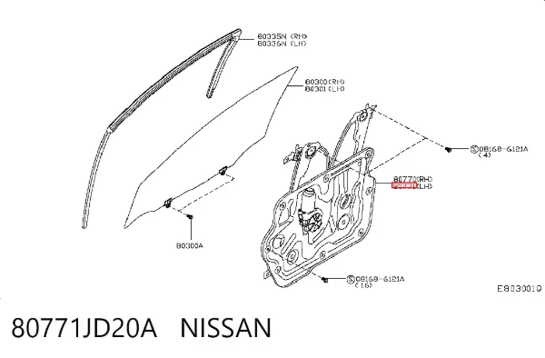 Mecanismo de elevalunas delantero izquierdo 80771JD20A Nissan/Infiniti