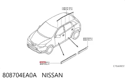 Moldura de puerta delantera derecha NISSAN 808704EA0A