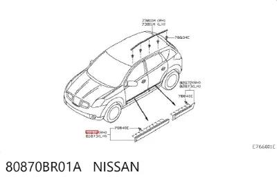 Moldura de puerta trasera derecha NISSAN 80870BR01A